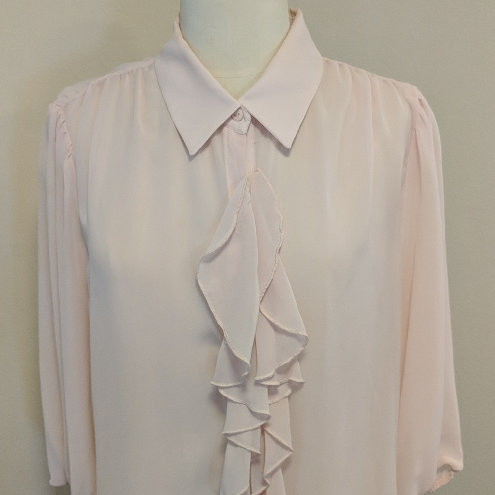 Pale pink cheer blouse ,elbow poofy sleeves